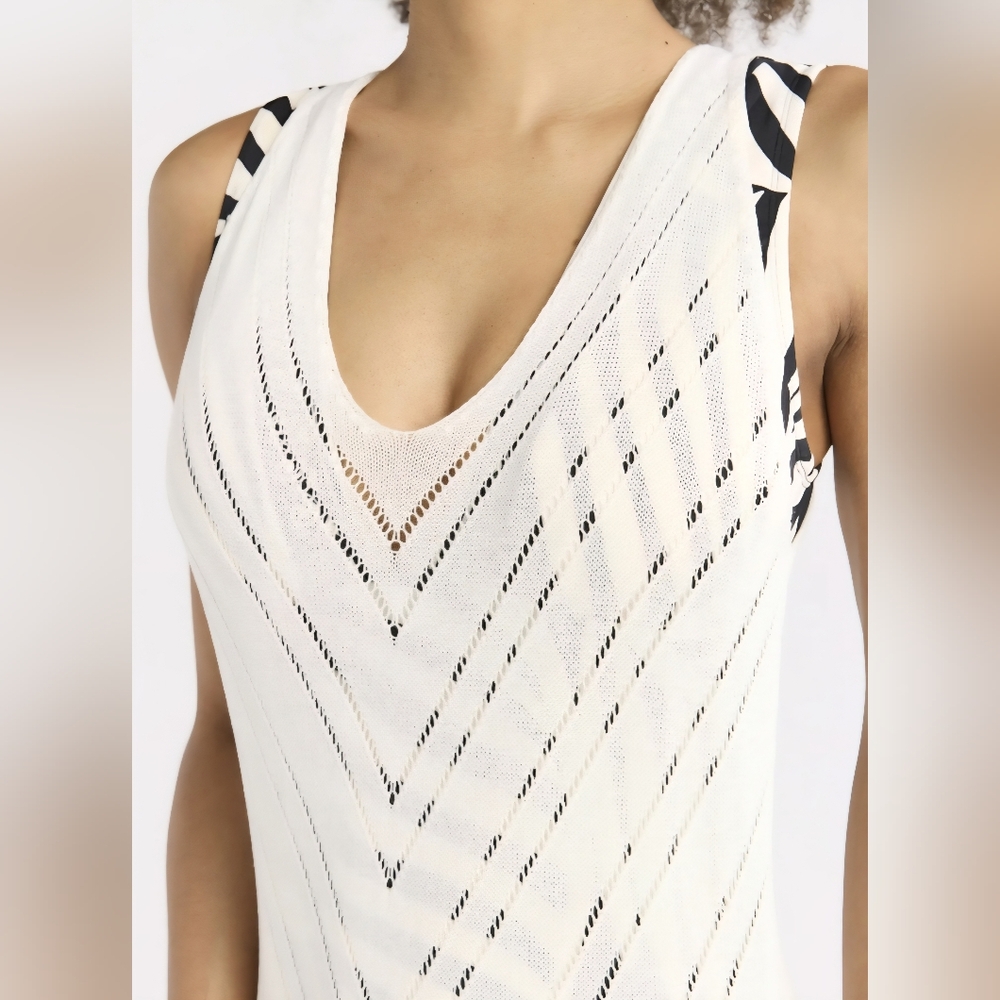NWT! Elegant White Sweater Knit Sheer Maxi Dress Coverup - Picture 3 of 11